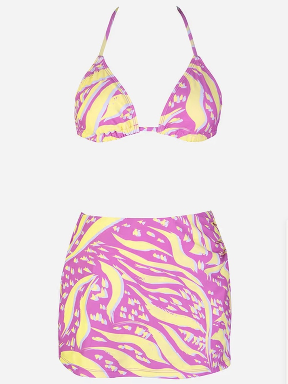 NWT Cupshe Wild One Slide Triangle And Side Open Swim Skirt Bikini Set